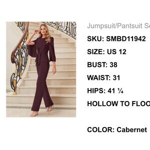 Gorgeous elegant 2 pcs pantsuit with coverup. Fitted bodice. Lined.